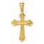 14k Polished Diamond-cut Textured Fancy Budded Cross Pendant