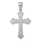 14k Polished White Gold Diamond-cut Fancy Budded Cross Pendant