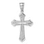 14k Polished White Gold Diamond-cut Fancy Budded Cross Pendant