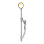 14k Polished Two-tone Diamond-cut Crucifix Pendant