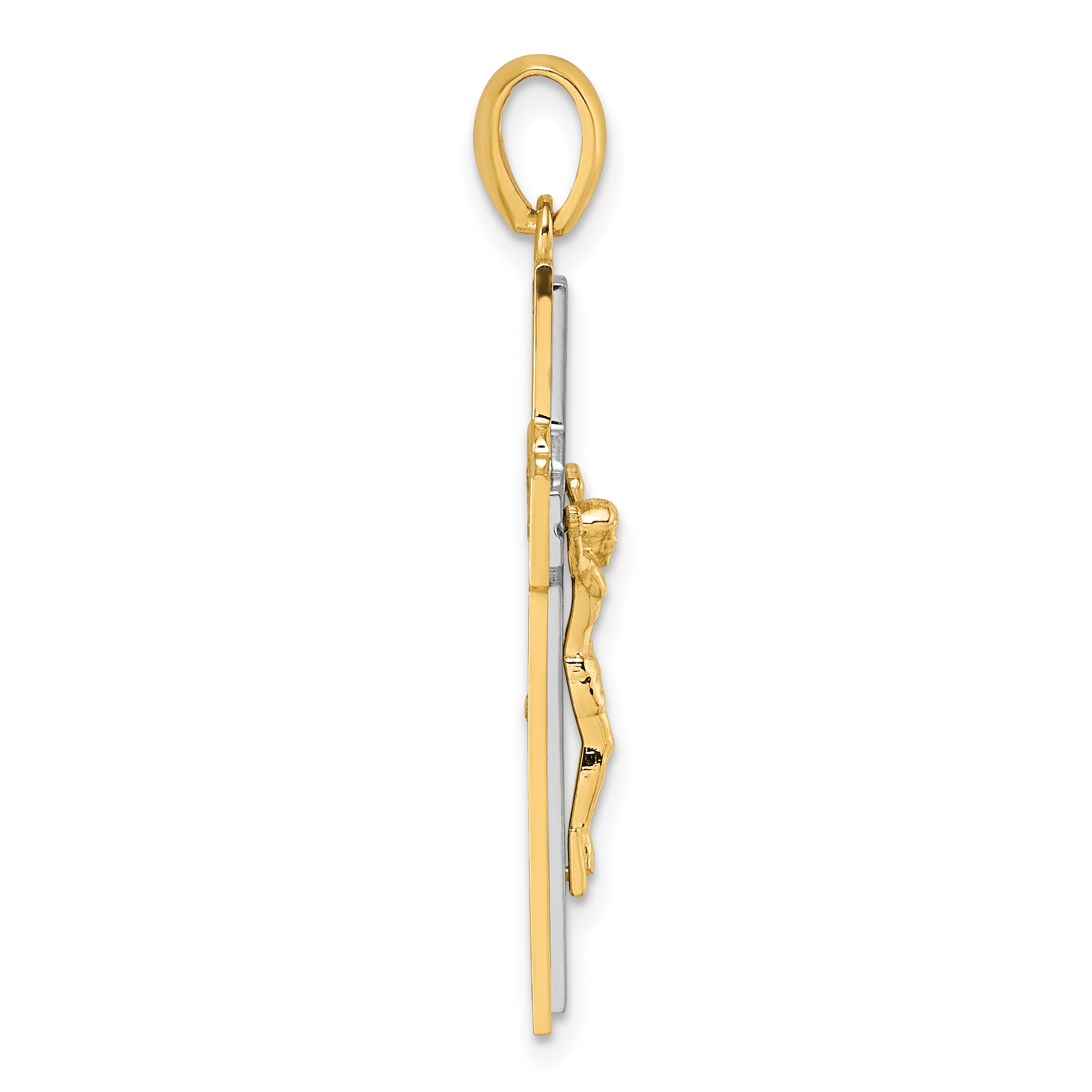 14k Two-tone Polished and Satin Crucifix With Square Cut Out Pendant Secondary image