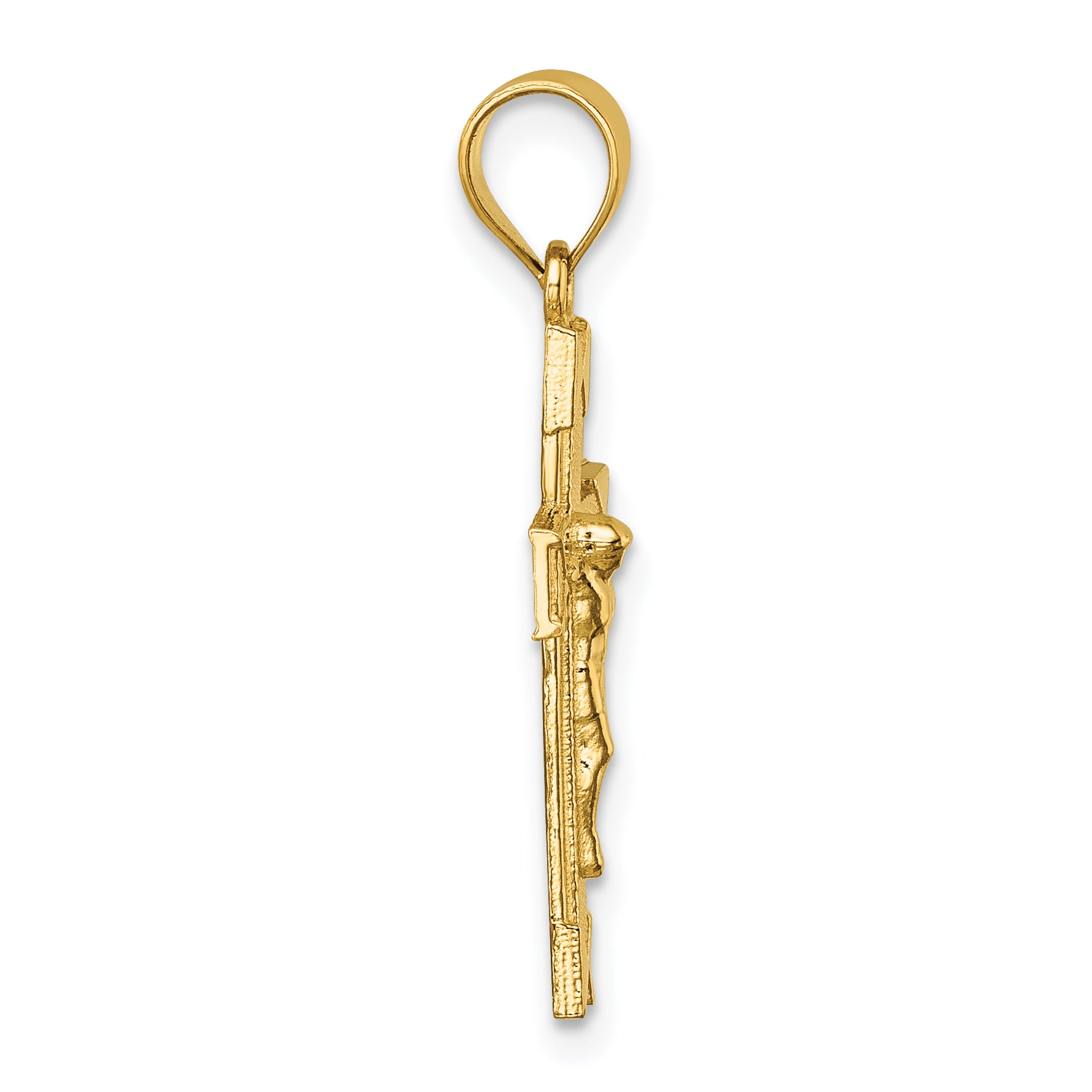 14k Polished Textured Crucifix Pendant Secondary image