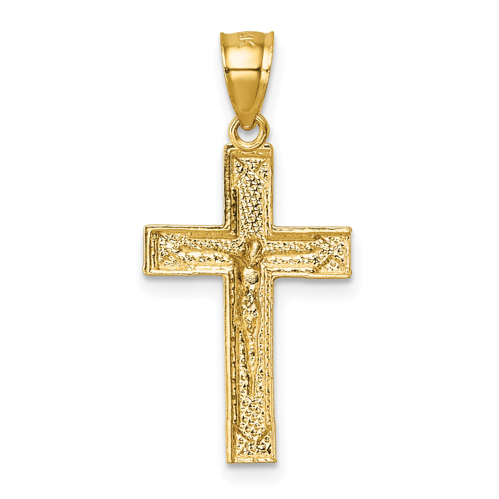 14k Polished Textured Crucifix Pendant