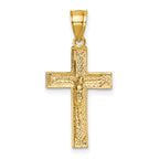 14k Polished Textured Crucifix Pendant