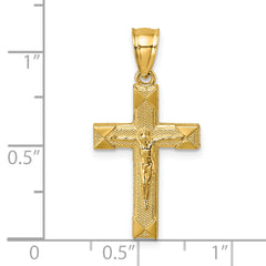 14k Polished Textured Crucifix Pendant