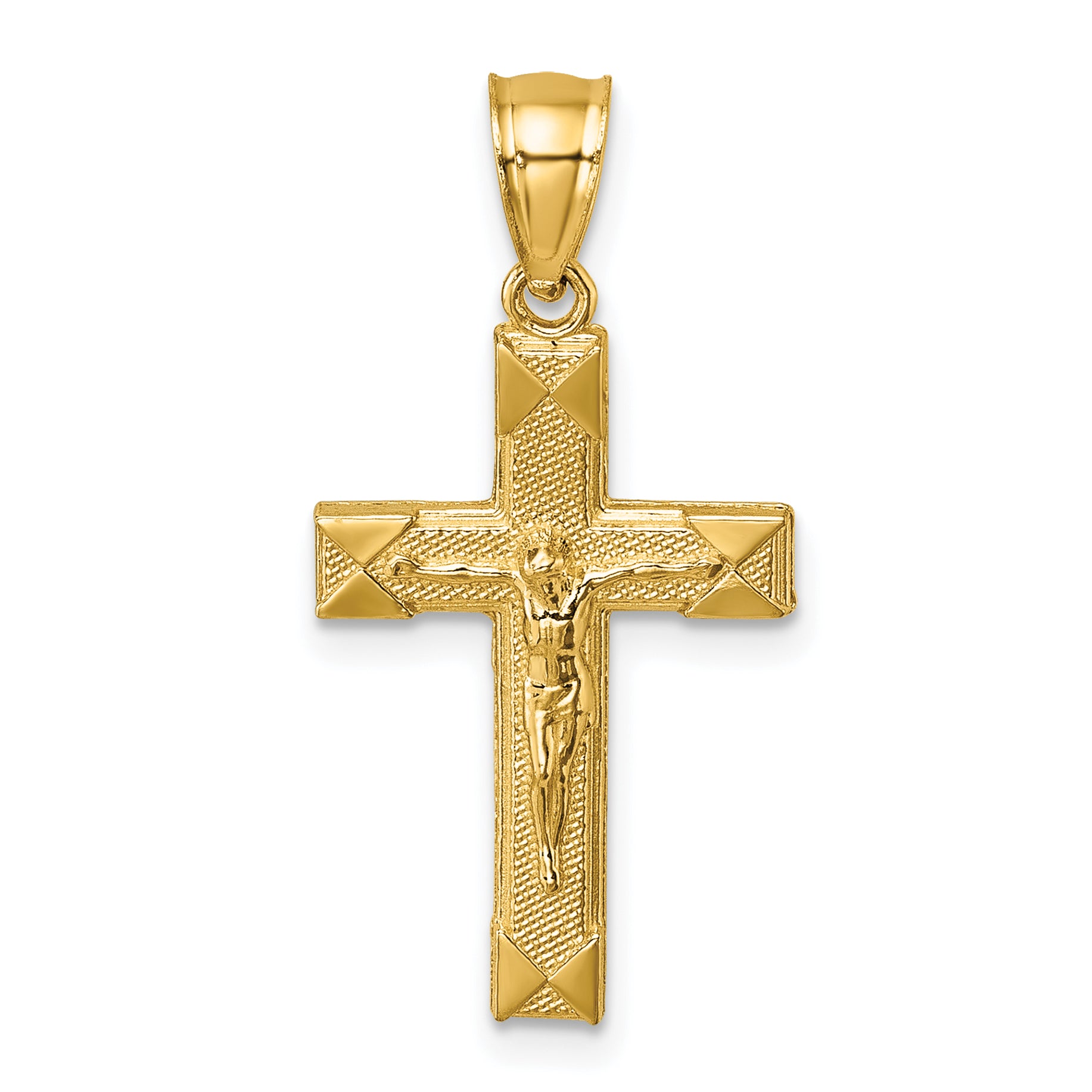 14k Polished Textured Crucifix Pendant Main image