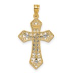 14k Two-tone Polished and Textured Filigree Passion Crucifix Pendant