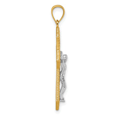 14k Two-tone Polished and Textured Filigree Passion Crucifix Pendant