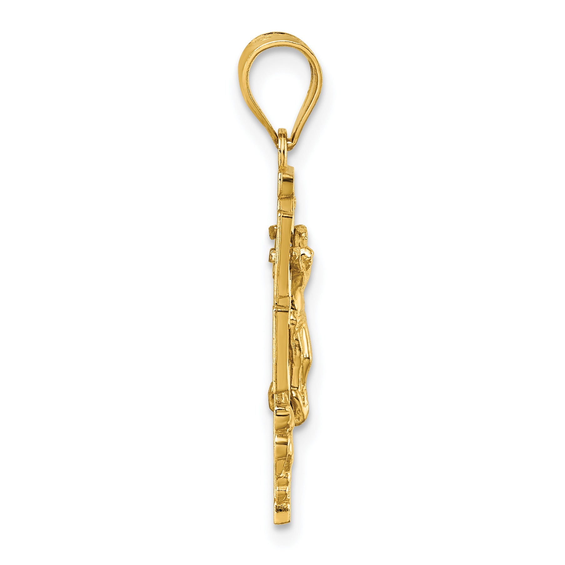 14k Polished Diamond-cut Cara Vaca Cross Pendant