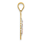 14k Polished Two-tone with White Rhodium Diamond-cut Pierced Design Our Lady of Guadalupe Pendant