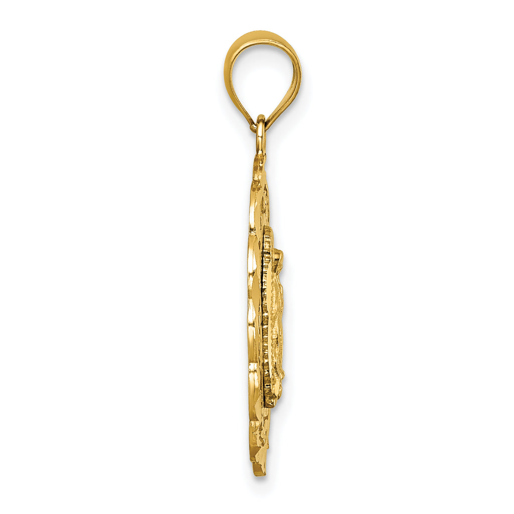 14k Polished Diamond-cut Spanish Version Our Lady of Guadalupe Pendant