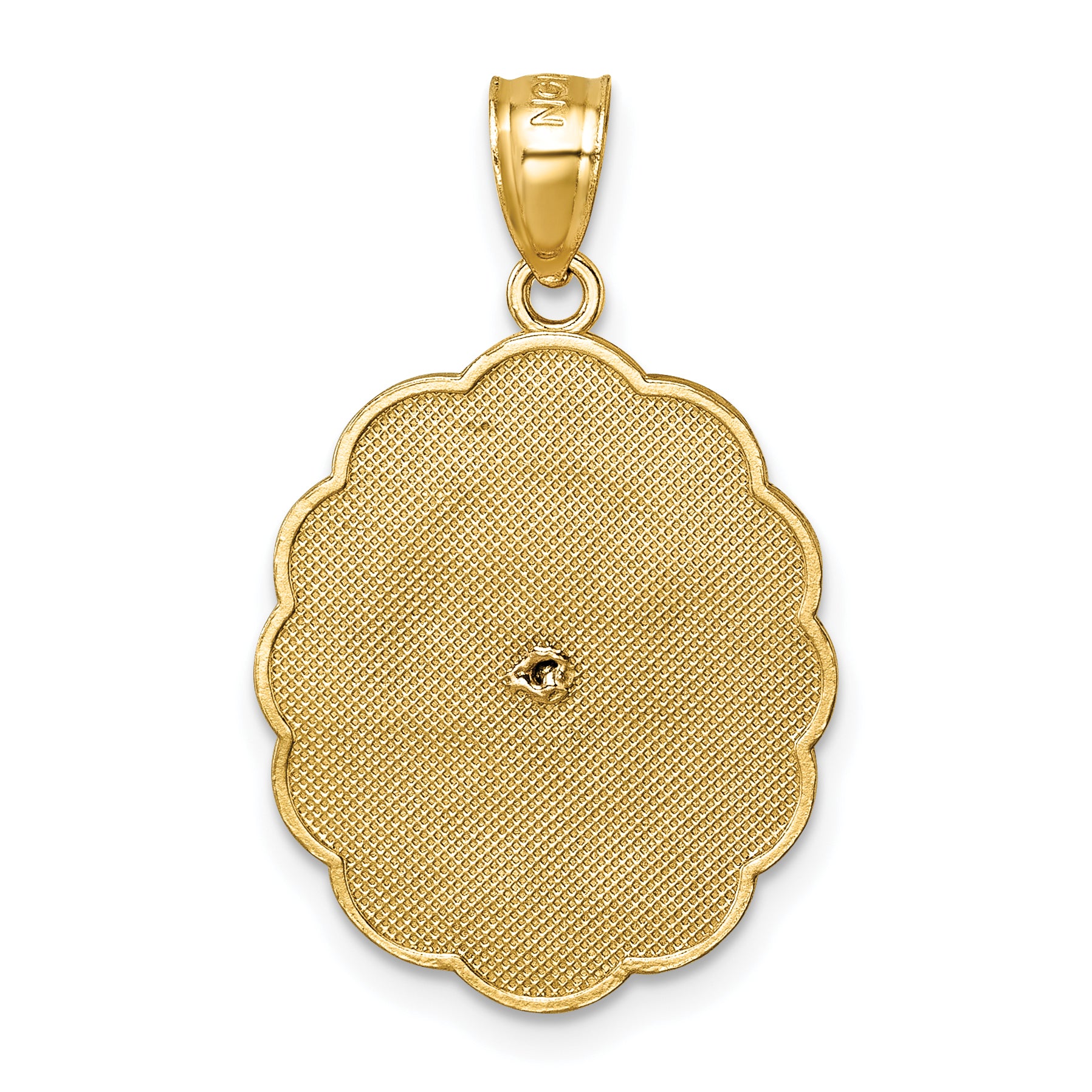 14k Polished Diamond-cut Spanish Version Our Lady of Guadalupe Pendant