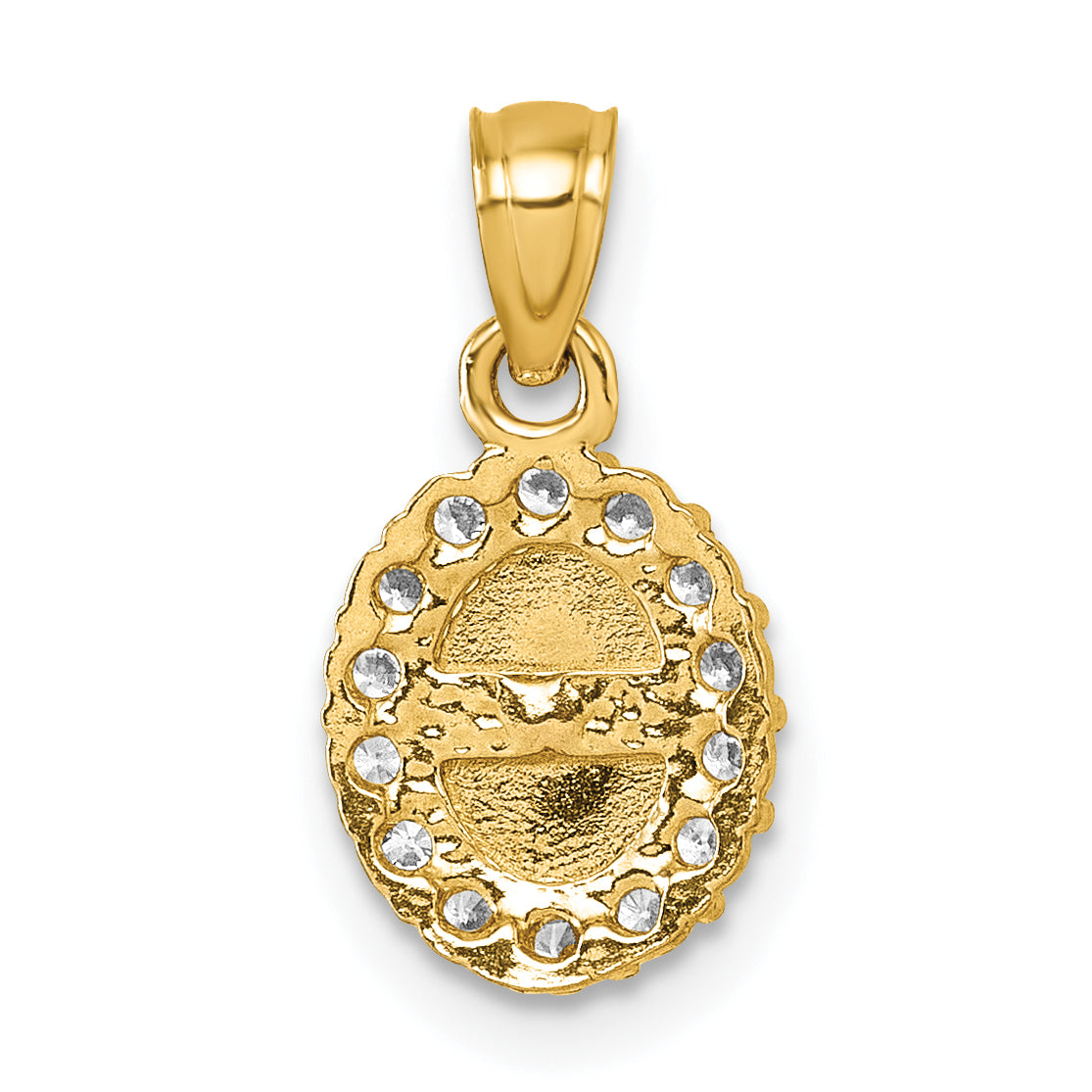 14k Polished CZ Oval Our Lady of Guadalupe Charm Pendant