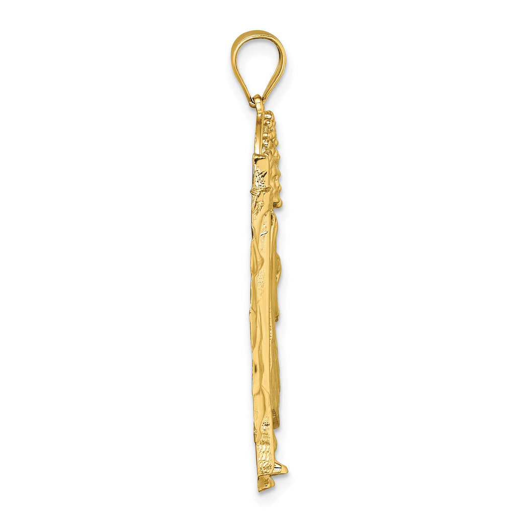 14k Polished CZ Standing Saint Jude Figure Pendant