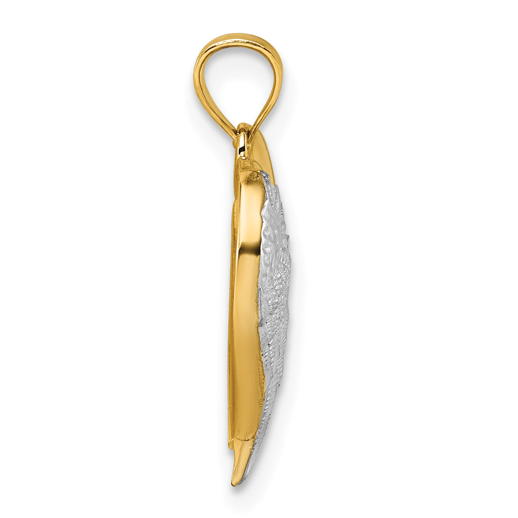 14k and Rhodium Diamond-cut Heart With Wing WATCH OVER ME Pendant