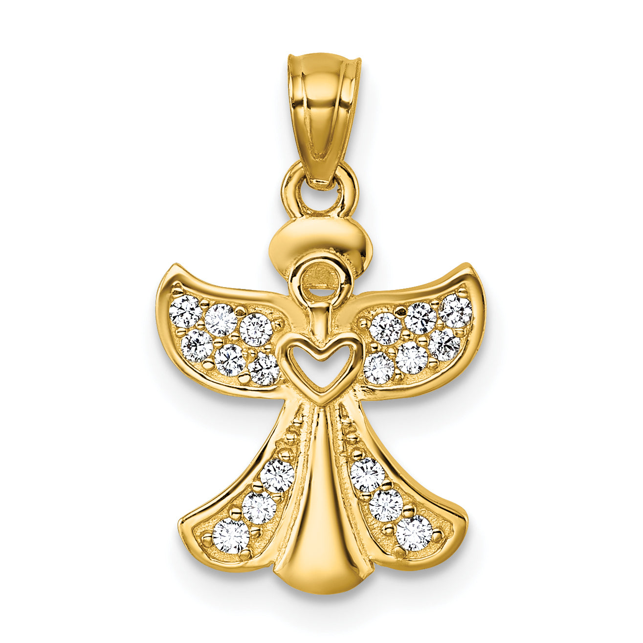 14k Polished CZ Angel with Open Heart Pendant Main image