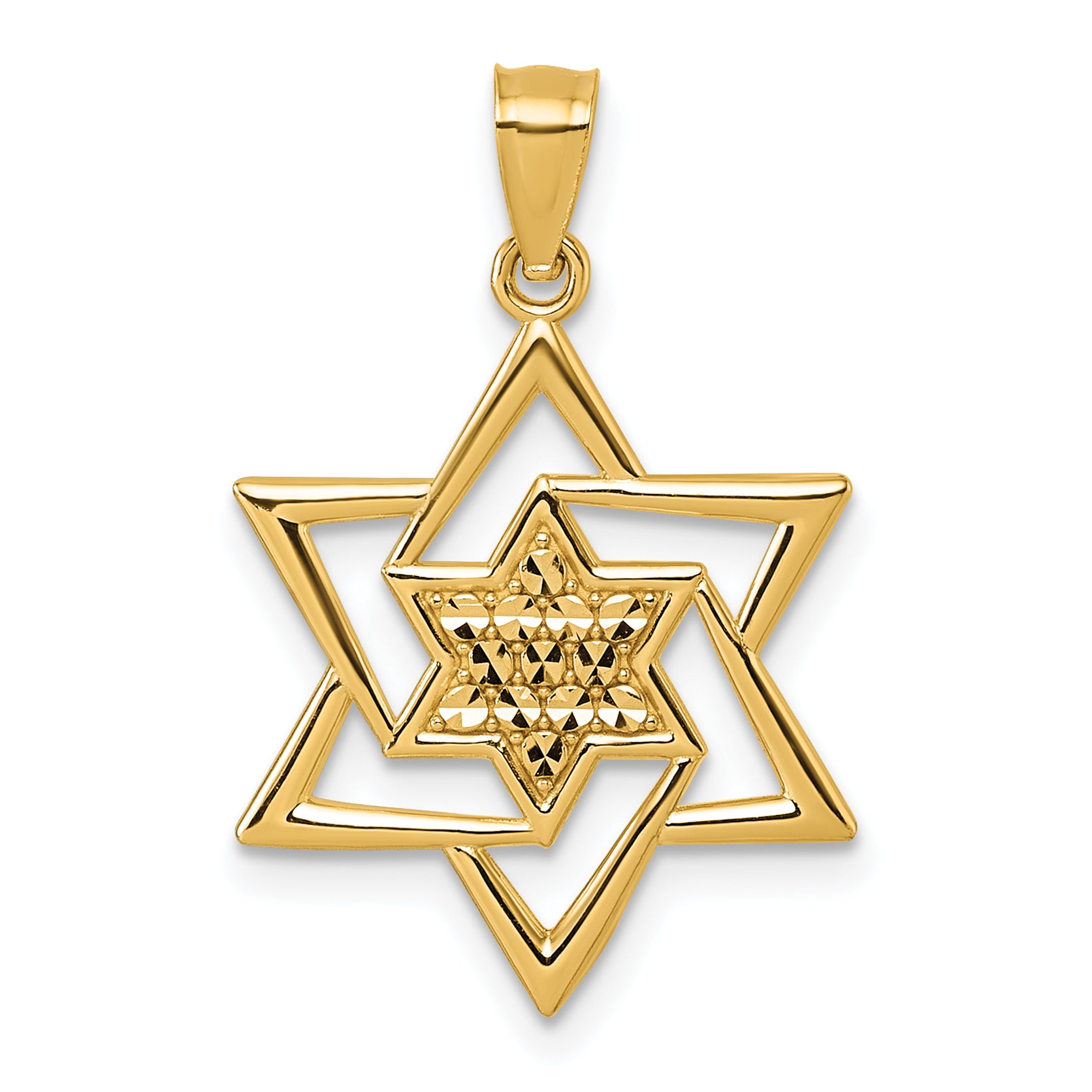 14k Polished and Diamond-cut Star Of David Religious Pendant Main image