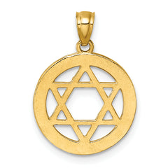 14k Polished CZ Star of David in Circle Pendant