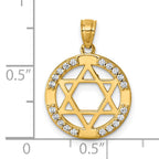 14k Polished CZ Star of David in Circle Pendant