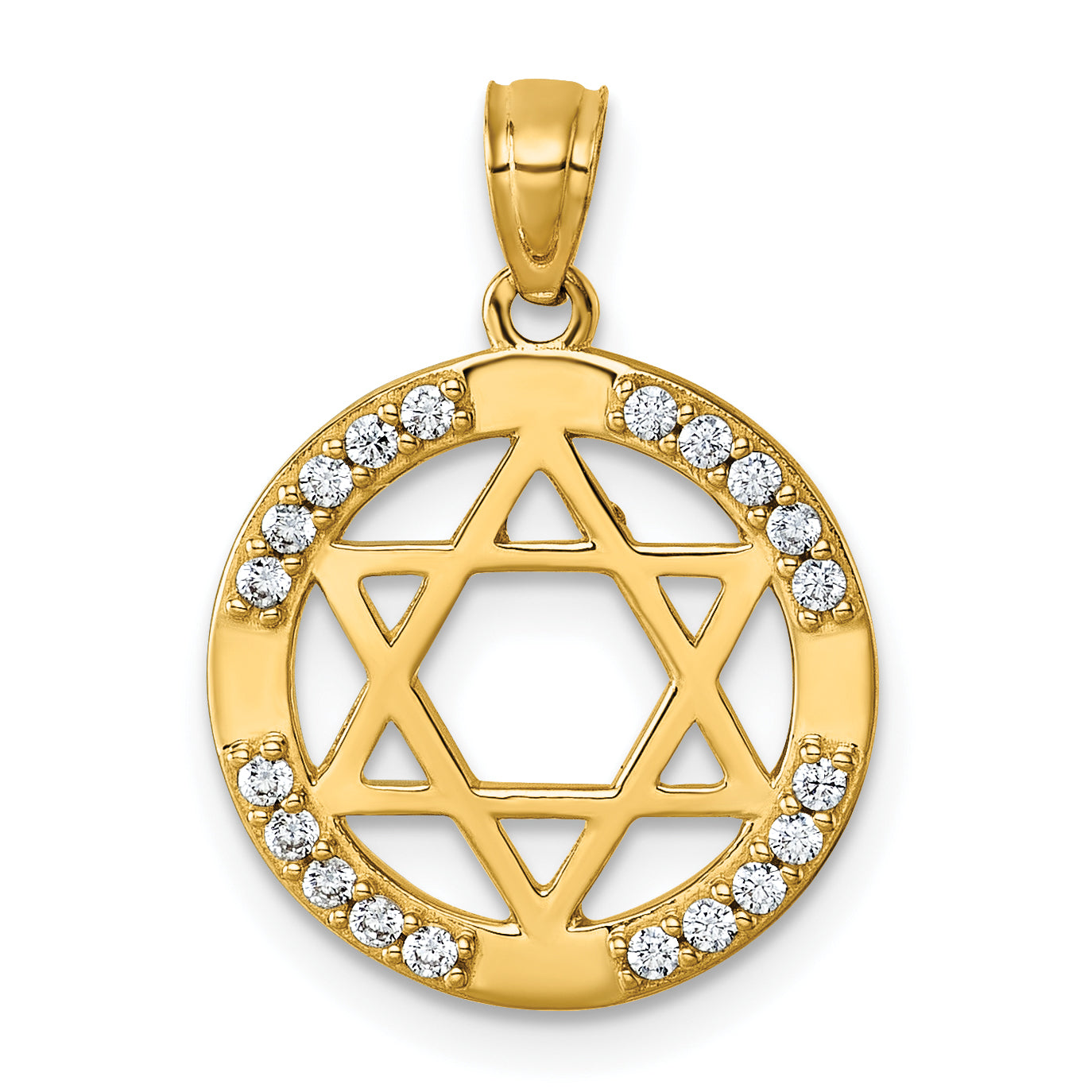 14k Polished CZ Star of David in Circle Pendant Main image