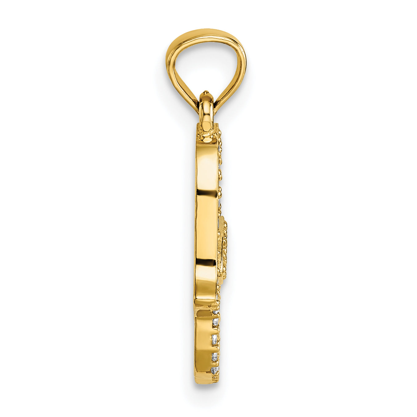 14k Polished CZ Hamsa Pendant Secondary image