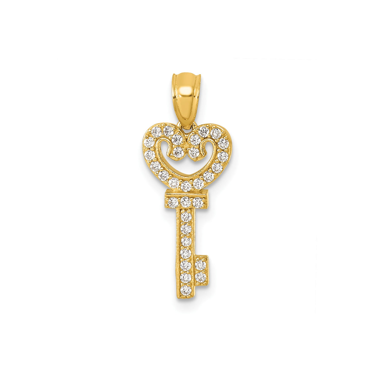 Cubic Zirconia Key Pendant in 14K Yellow Gold - Sophia Jewelers Main image