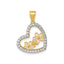 Flowers Cubic Zirconia Heart Pendant in 14K Yellow Gold - Sophia Jewelers