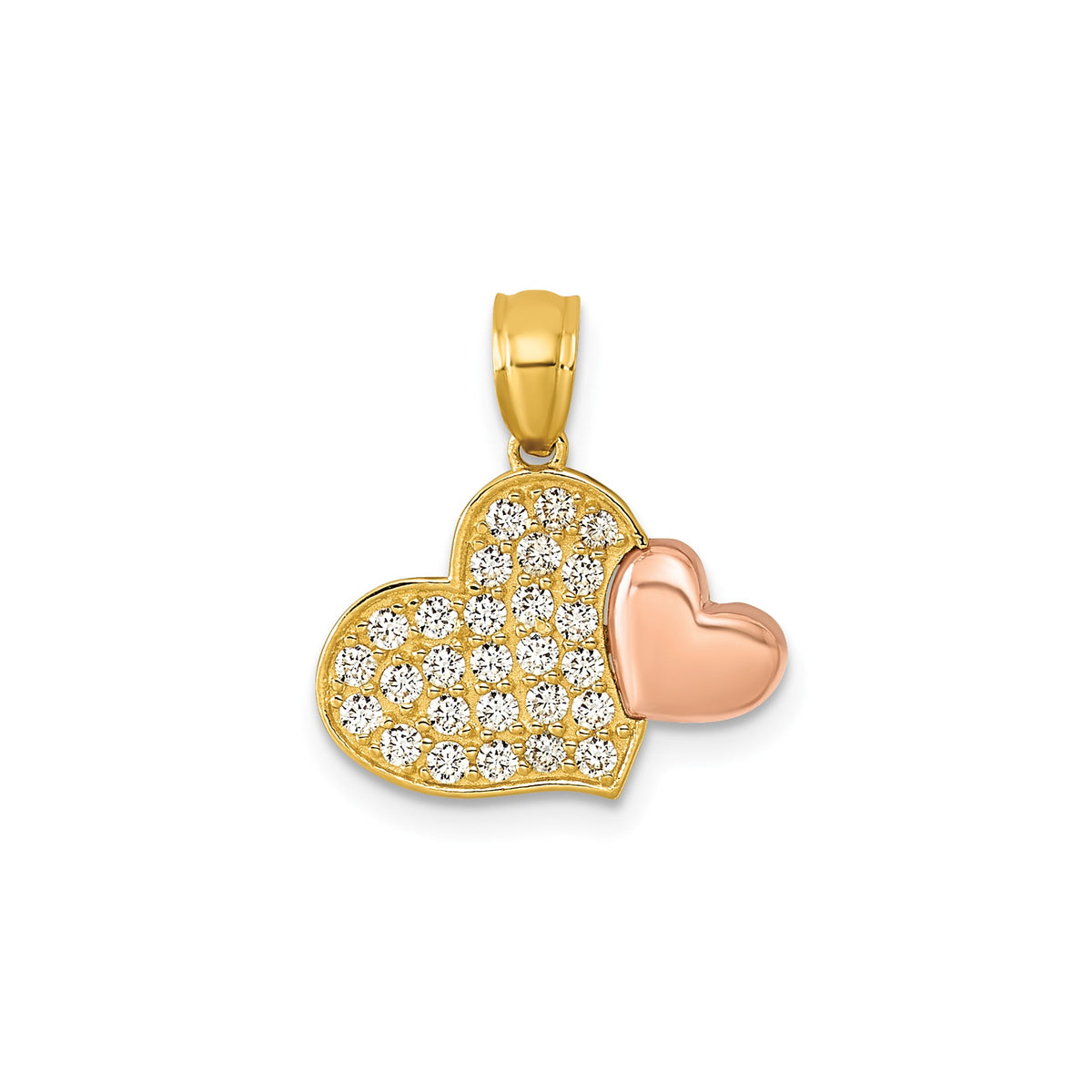 Cubic Zirconia Double Heart Pendant in 14K Two-Tone Gold - Sophia Jewelers Main image