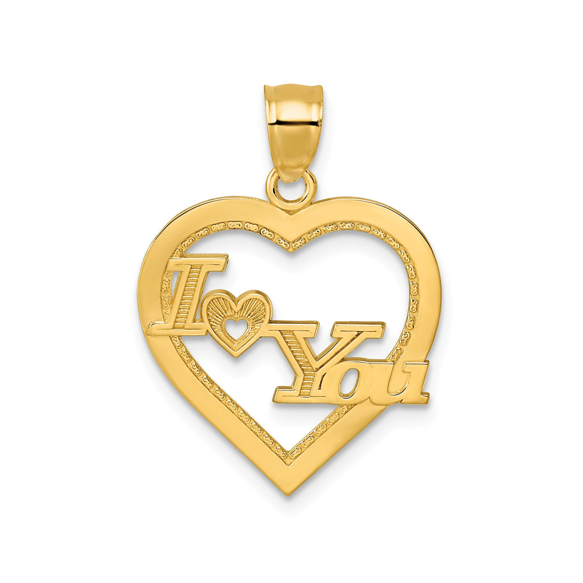 Cut-Out I Heart You Pendant in 14K Yellow Gold, Textured - Sophia Jewelers Main image