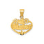 #1 Sister Heart Flower Pendant in 14K Yellow Gold, Diamond-Cut - Sophia Jewelers