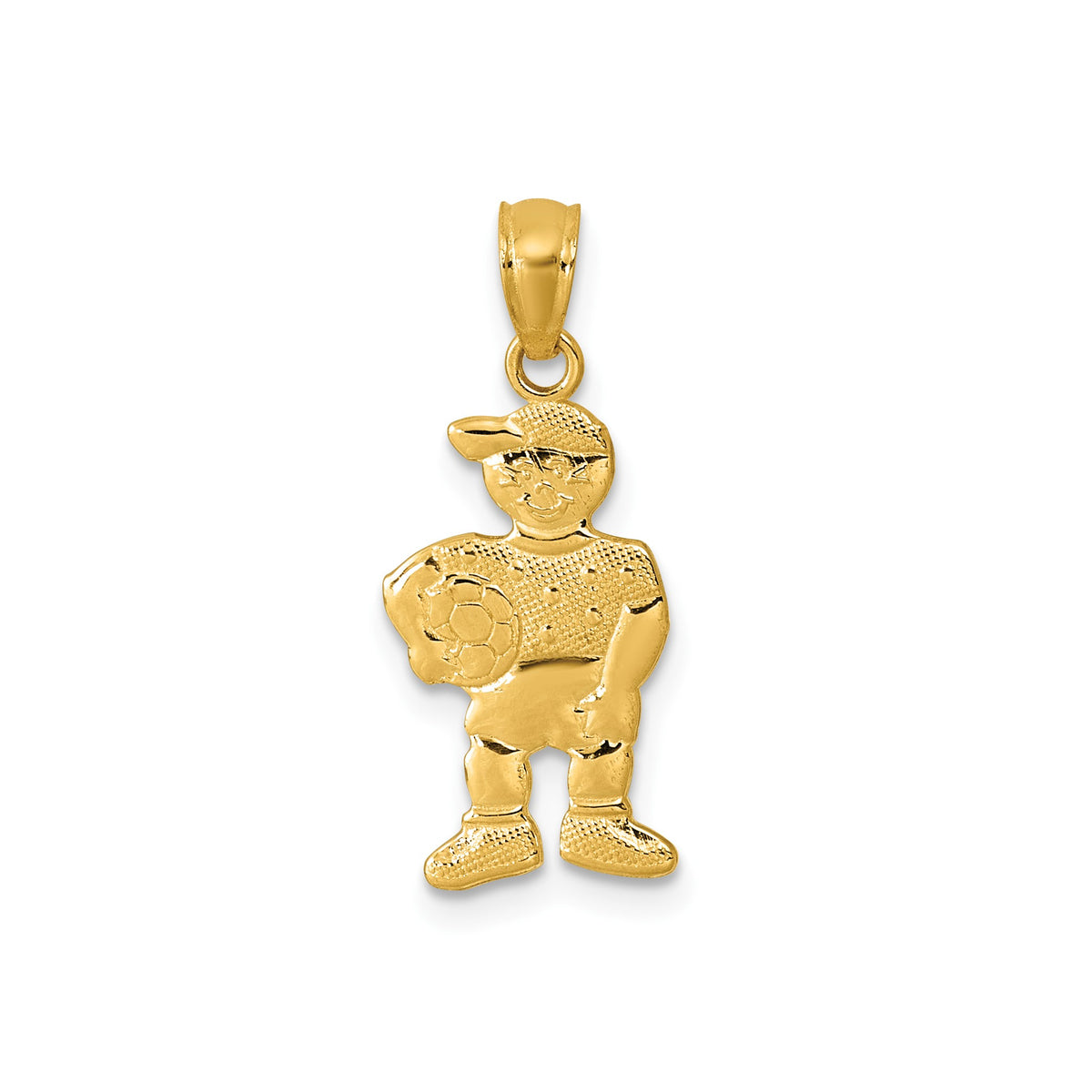 Boy Holding Ball Pendant in 14K Yellow Gold, Textured - Sophia Jewelers Main image