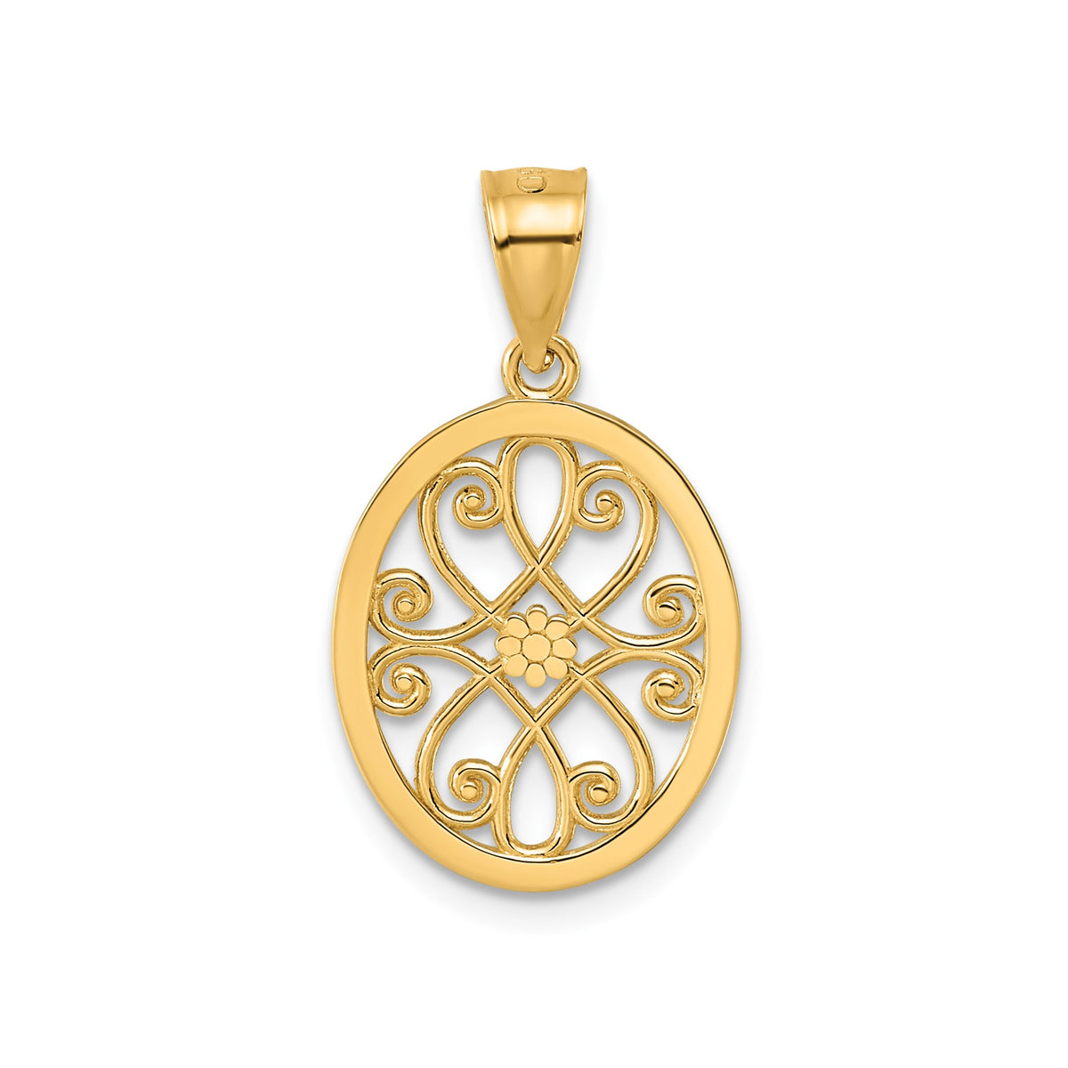 Oval Filigree Pendant in 14K Yellow Gold - Sophia Jewelers