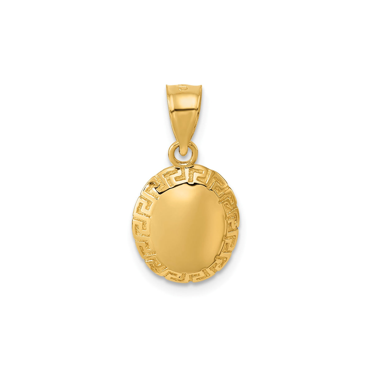 Oval Greek Key Border Pendant in 14K Yellow Gold - Sophia Jewelers Main image