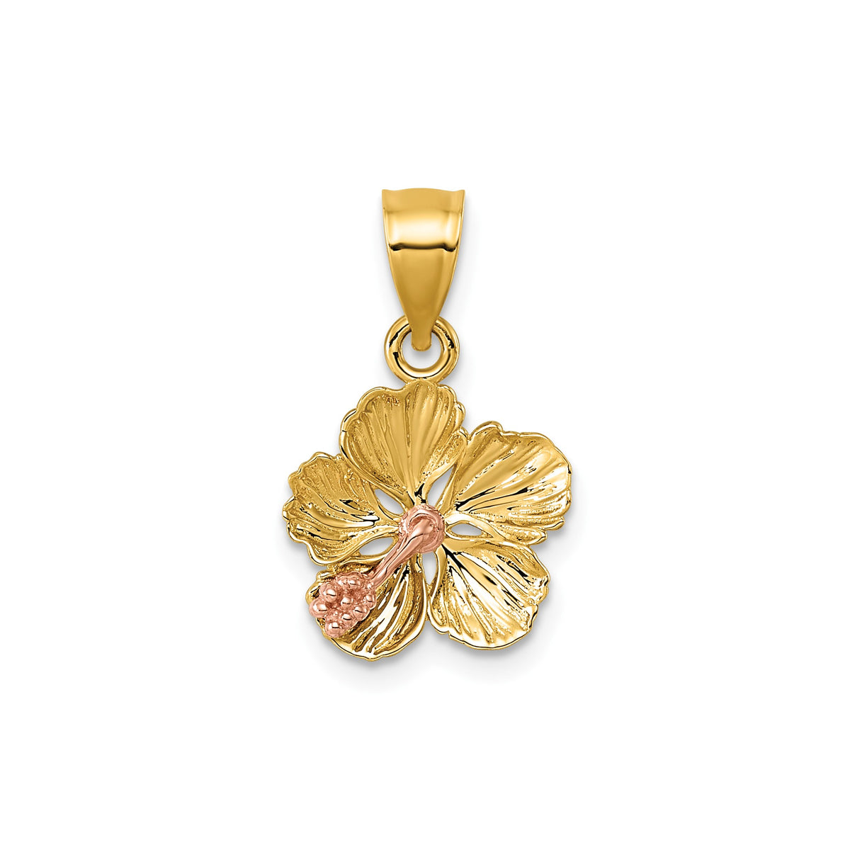 Hibiscus Flower Pendant in 14K Two-Tone Gold - Sophia Jewelers Main image