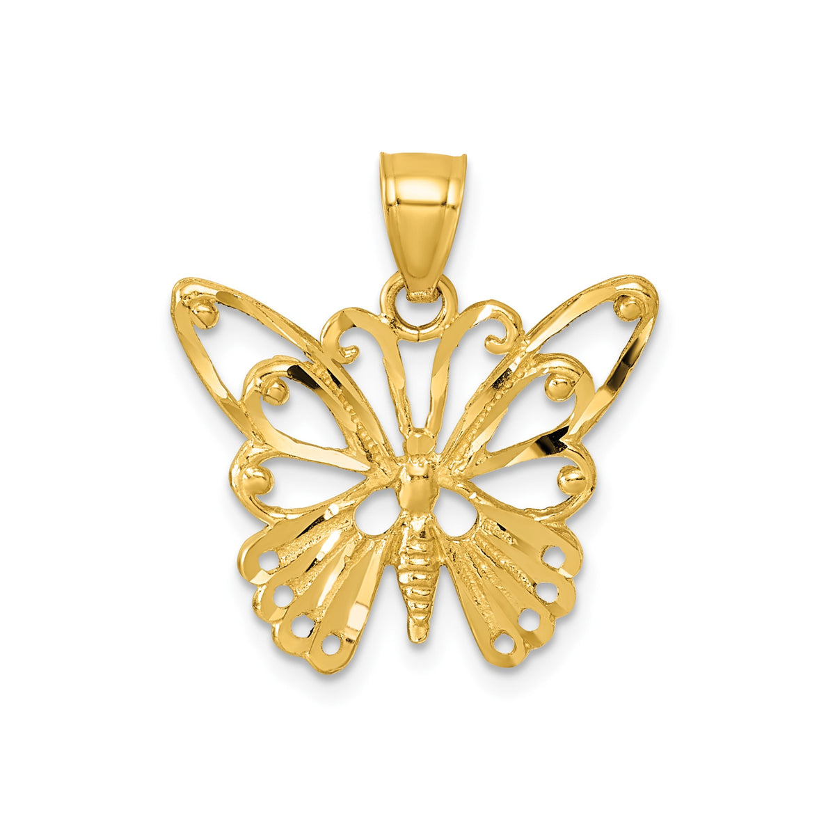 Butterfly Pendant in 14K Yellow Gold, Diamond-Cut - Sophia Jewelers Main image