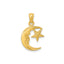 Crescent Moon Face and Star Pendant in 14K Yellow Gold, Textured - Sophia Jewelers