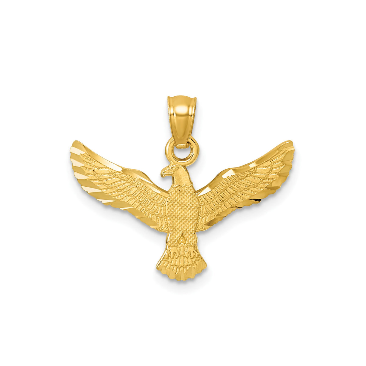 Eagle Bird Pendant in 14K Yellow Gold, Textured & Diamond-Cut - Sophia Jewelers Main image