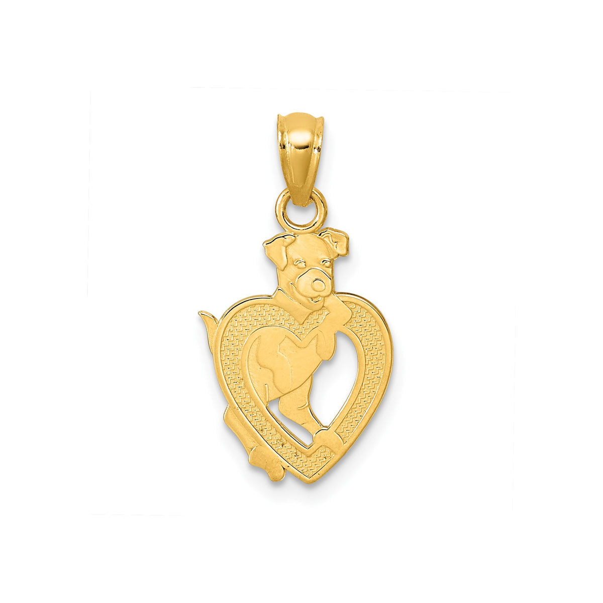 Heart Pendant in 14K Yellow Gold, Textured - Sophia Jewelers
