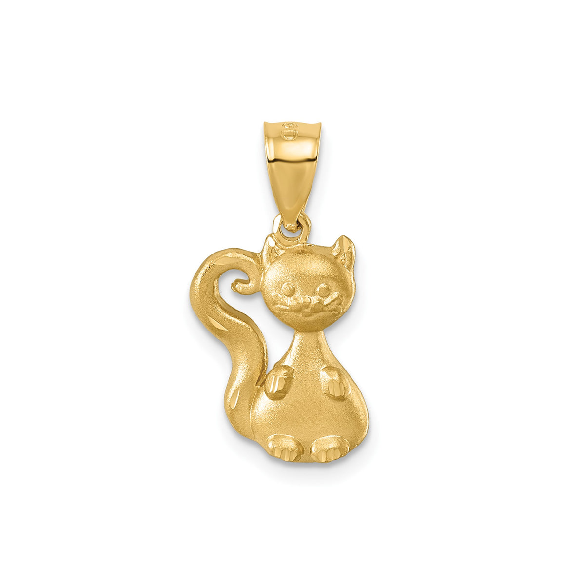 Cat Pendant in 14K Yellow Gold, Satin & Diamond-Cut - Sophia Jewelers Main image