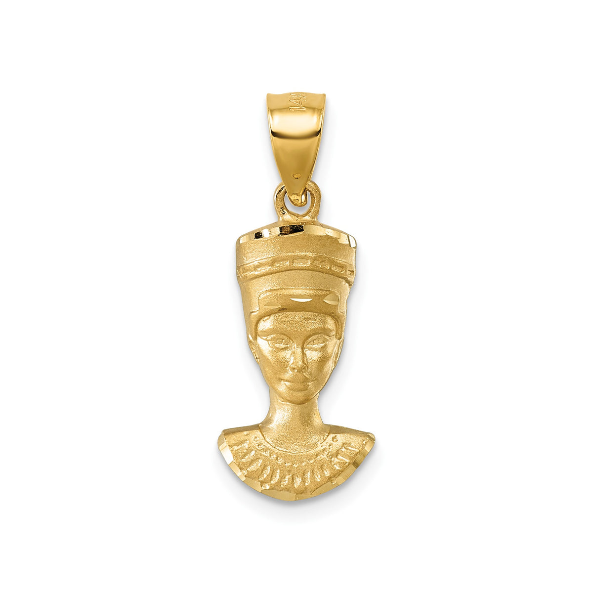 Nefertiti Pendant in 14K Yellow Gold, Satin & Diamond-Cut - Sophia Jewelers Main image