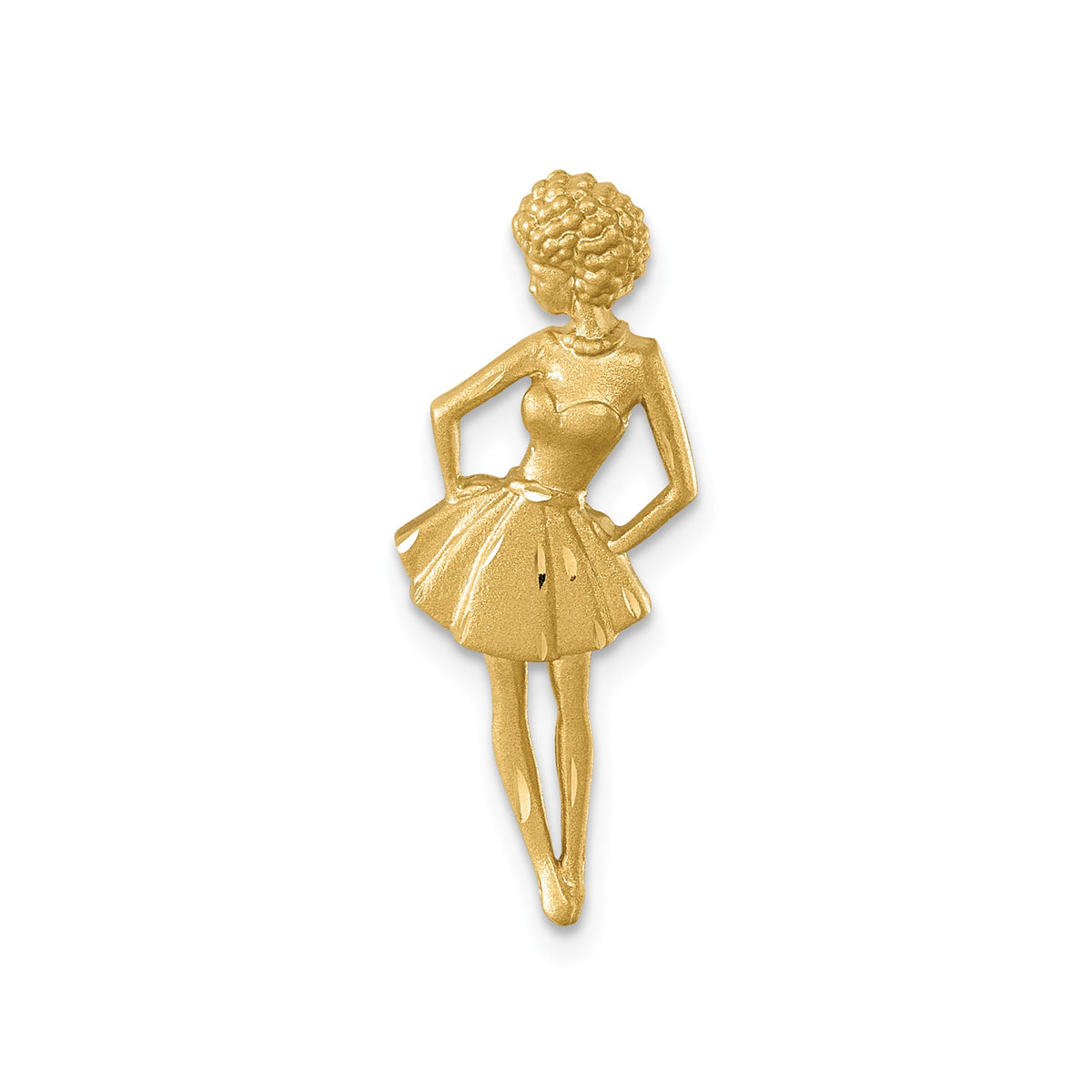 Lady Dress Chain Slide in 14K Yellow Gold, Satin & Diamond-Cut - Sophia Jewelers Main image