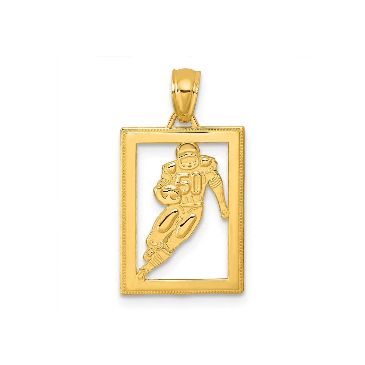 Rectangle Football Player Pendant in 14K Yellow Gold, Textured - Sophia Jewelers Main image