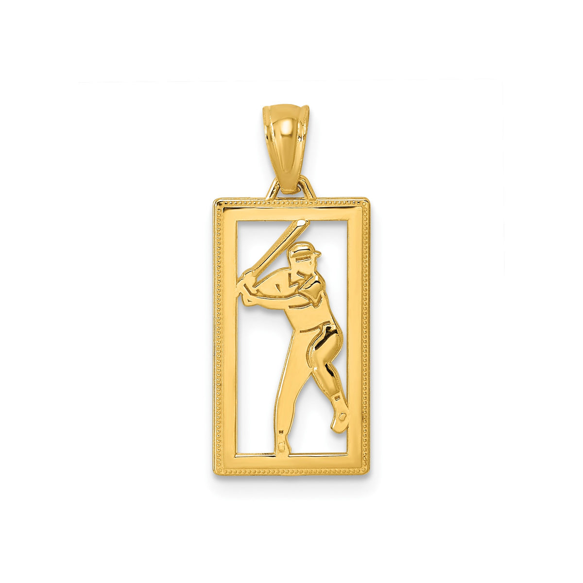 Rectangle Baseball Player Pendant in 14K Yellow Gold, Textured - Sophia Jewelers Main image