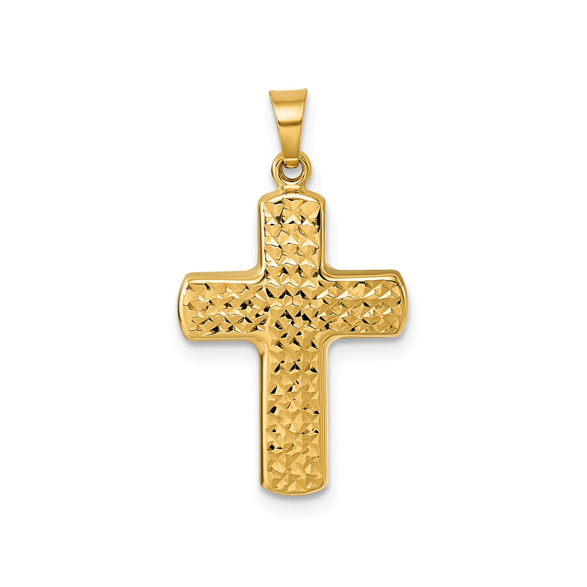 Latin Cross Pendant in 14K Yellow Gold, 23mm Textured Reversible - Sophia Jewelers Main image