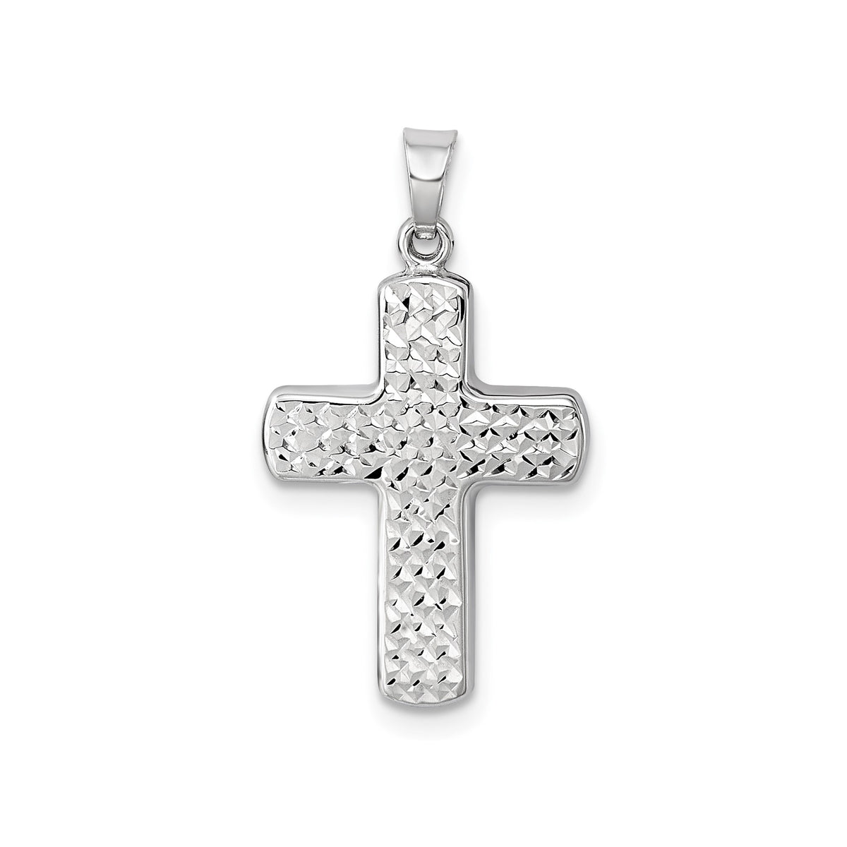 Latin Cross Pendant in 14K White Gold, 23mm Textured Reversible - Sophia Jewelers