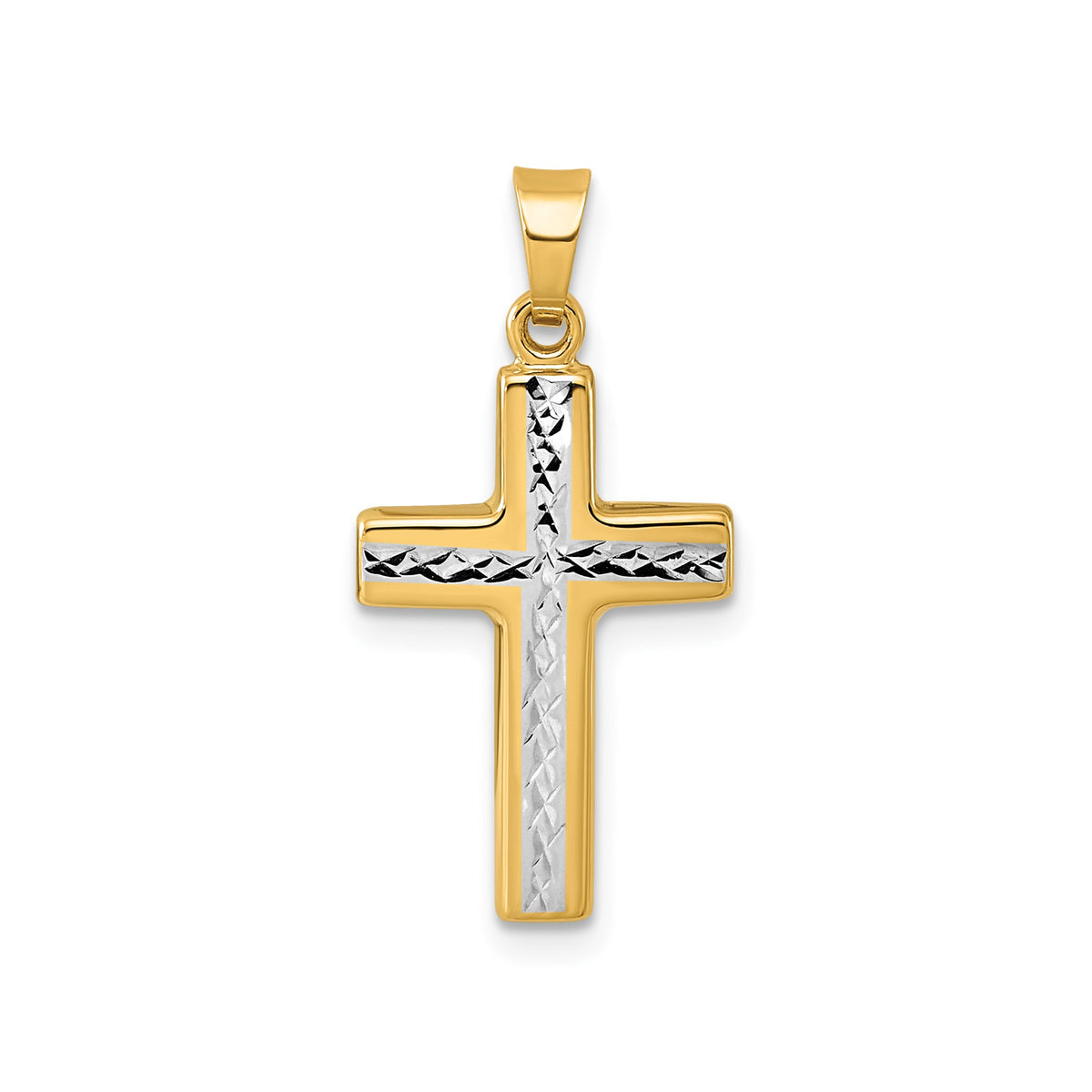 Cross Pendant in 14K Yellow Gold, 21mm Diamond-Cut - Sophia Jewelers