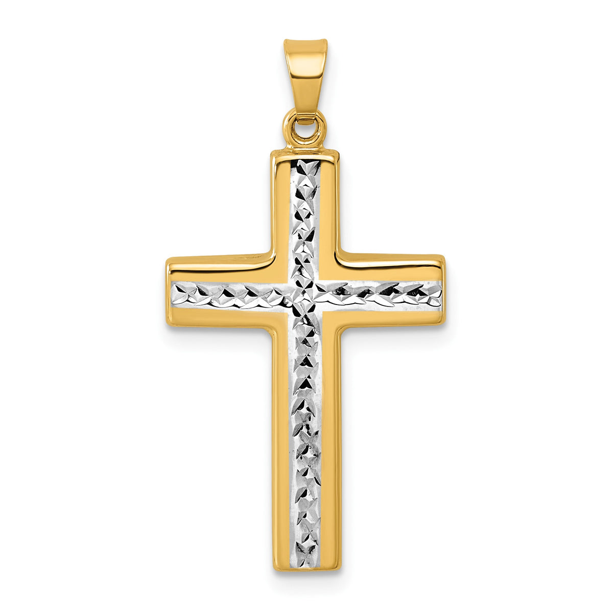 Cross Pendant in 14K Yellow Gold, 27mm Diamond-Cut - Sophia Jewelers Main image