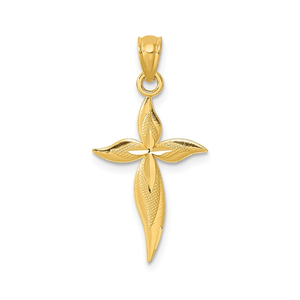 Passion Cross Pendant in 14K Yellow Gold, Textured & Diamond-Cut - Sophia Jewelers Main image
