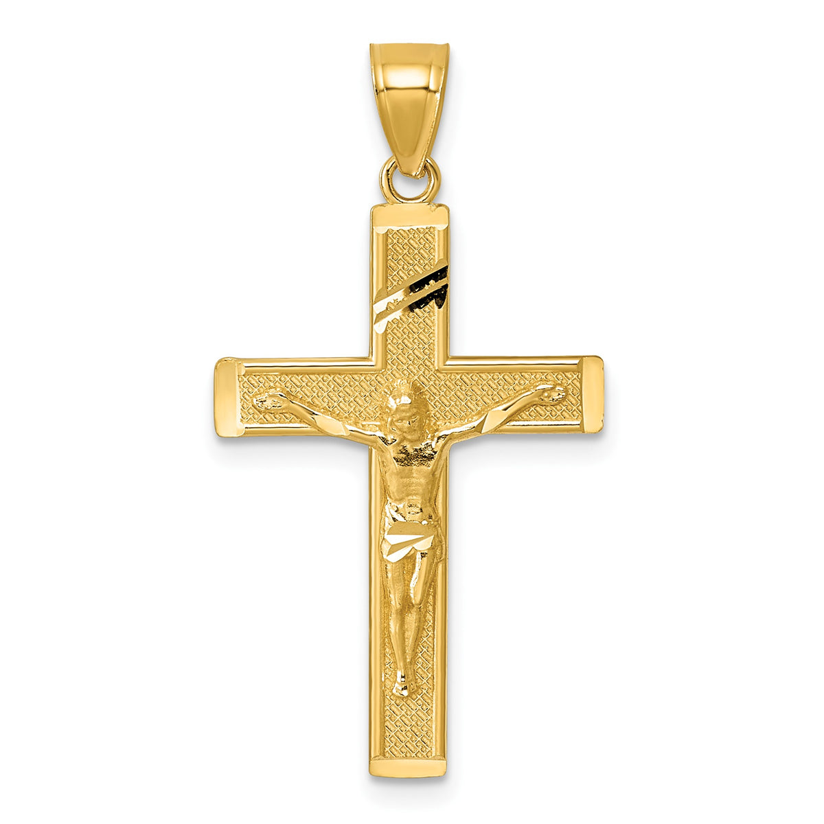 Crucifix Pendant in 14K Yellow Gold, Textured & Diamond-Cut - Sophia Jewelers Main image