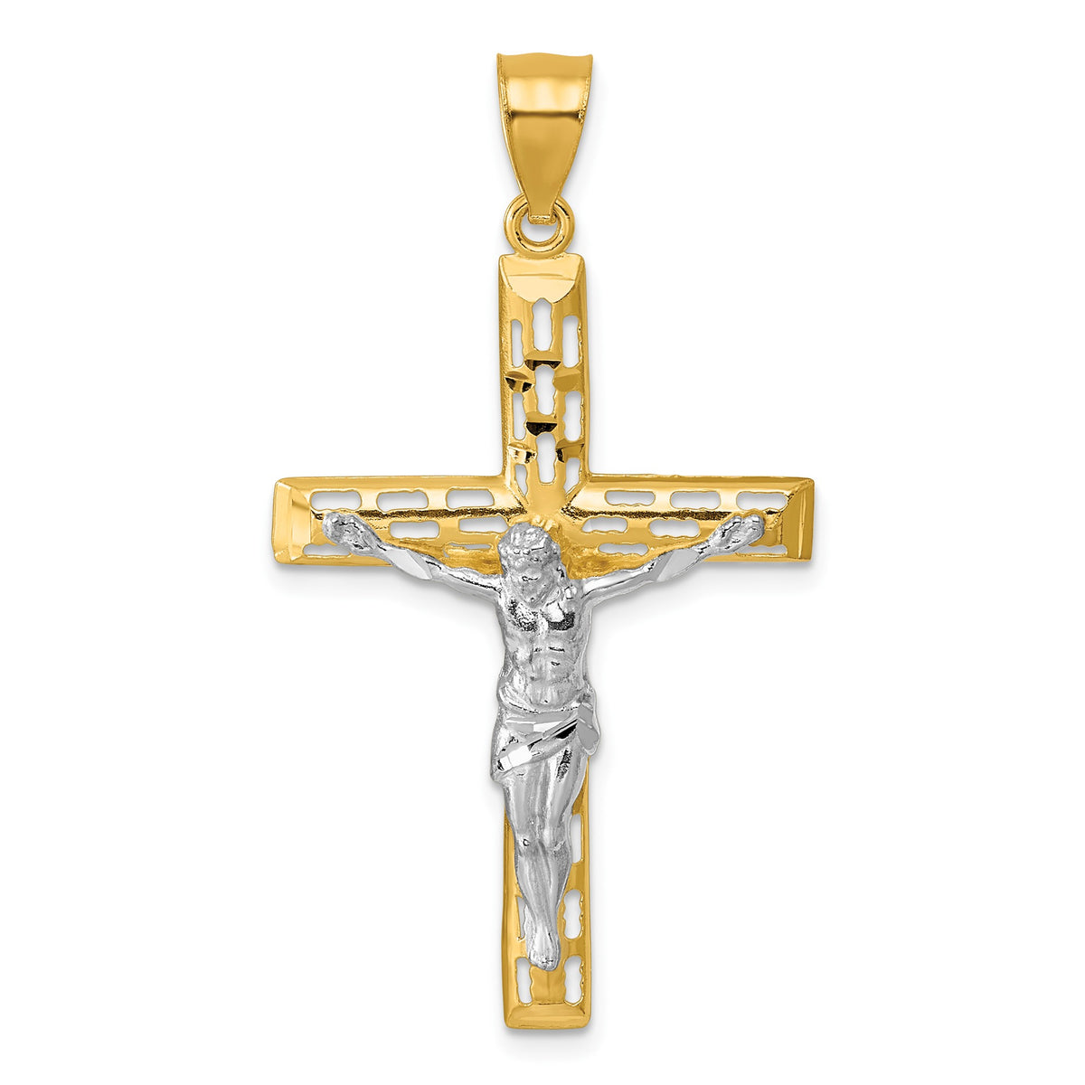 Crucifix Pendant in 14K Yellow Gold, Diamond-Cut - Sophia Jewelers